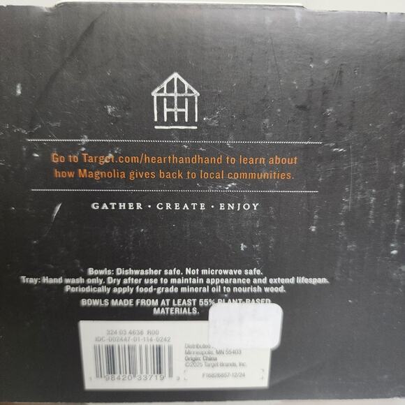 Hearth & Hand with Magnolia 4-Pack Mini Striped Plaid Dip Bowls on Bamboo Tray - Picture 5 of 6